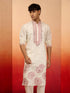 Men's Onion Multi Embroidered Silk Kurta